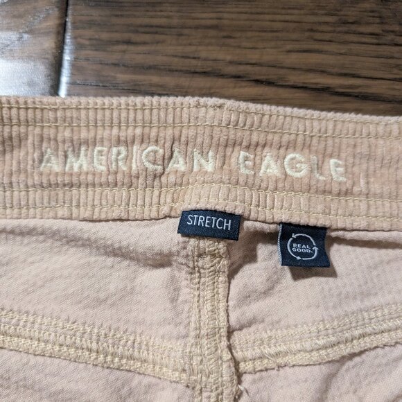 American Eagle baggy wide leg cords pants tan size 0 regular - Picture 14 of 16